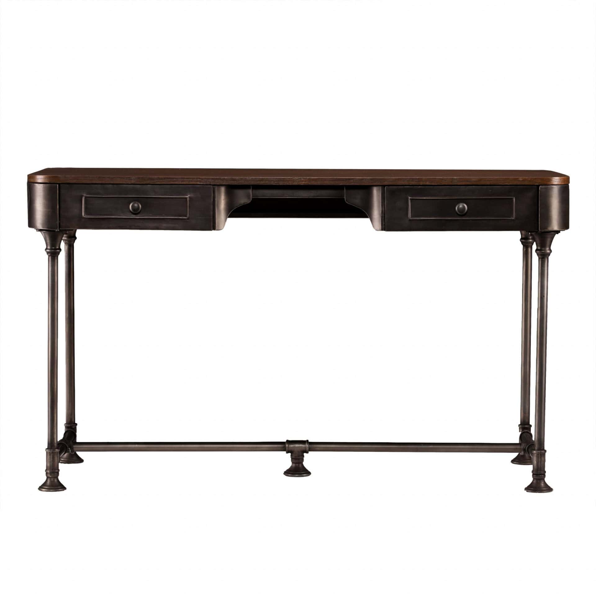 Brown and Silver Writing Desk with Two Drawers 50 Inch 2 Brown and Silver Writing Desk with Two Drawers 50 Inch - Image 2