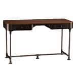 Brown and Silver Writing Desk with Two Drawers 50 Inch 12 Brown and Silver Writing Desk with Two Drawers 50 Inch