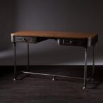 Brown and Silver Writing Desk with Two Drawers 50 Inch 16 Brown and Silver Writing Desk with Two Drawers 50 Inch