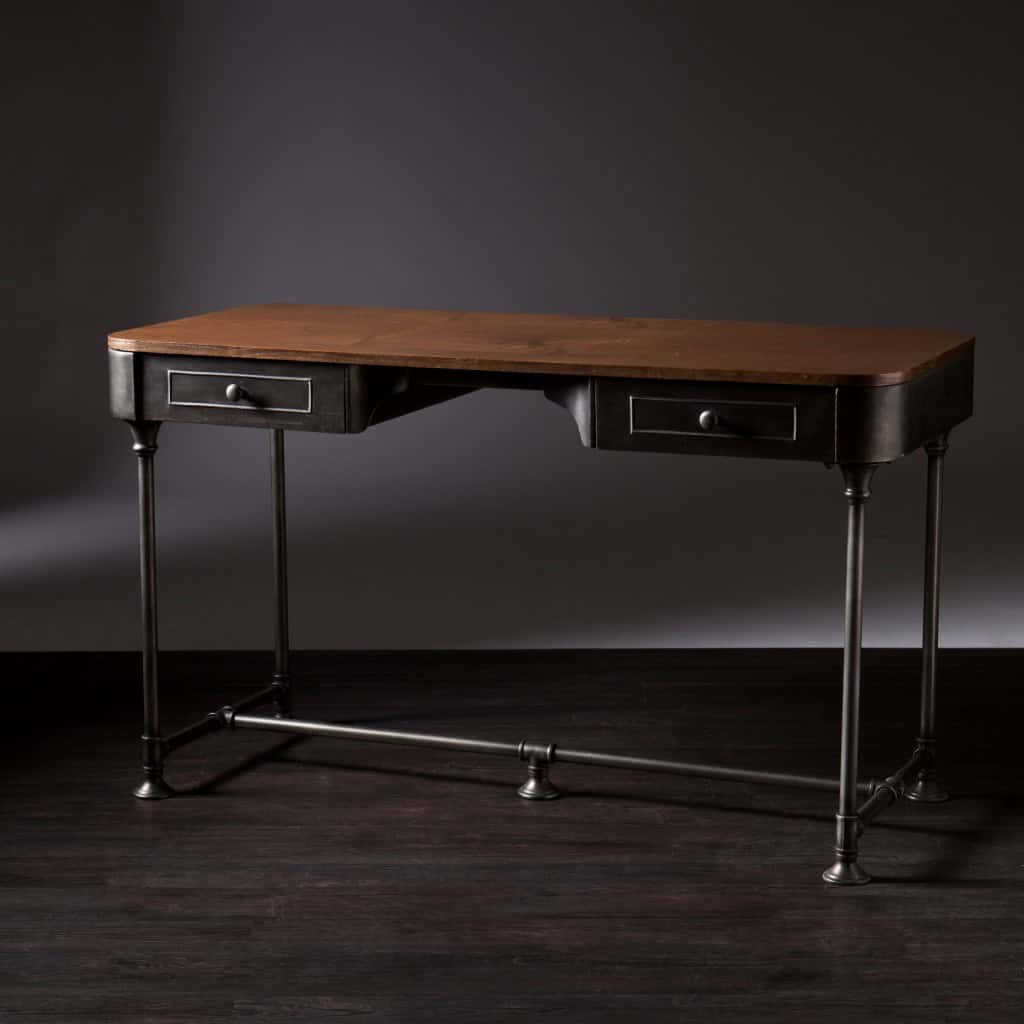 Brown and Silver Writing Desk with Two Drawers 50 Inch 7 Brown and Silver Writing Desk with Two Drawers 50 Inch - Image 7
