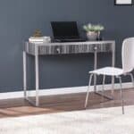 Silver Writing Desk with Two Drawers and Glass Top 17 Silver Writing Desk with Two Drawers and Glass Top