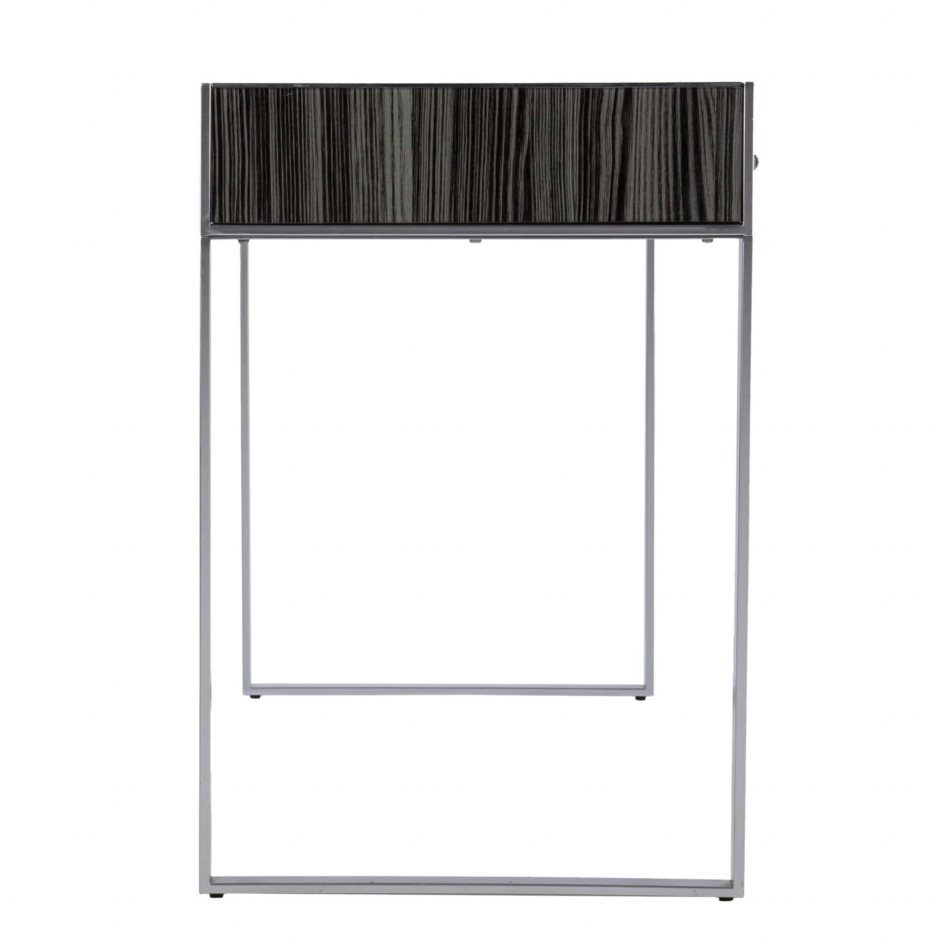 Silver Writing Desk with Two Drawers and Glass Top 4 Silver Writing Desk with Two Drawers and Glass Top - Image 4