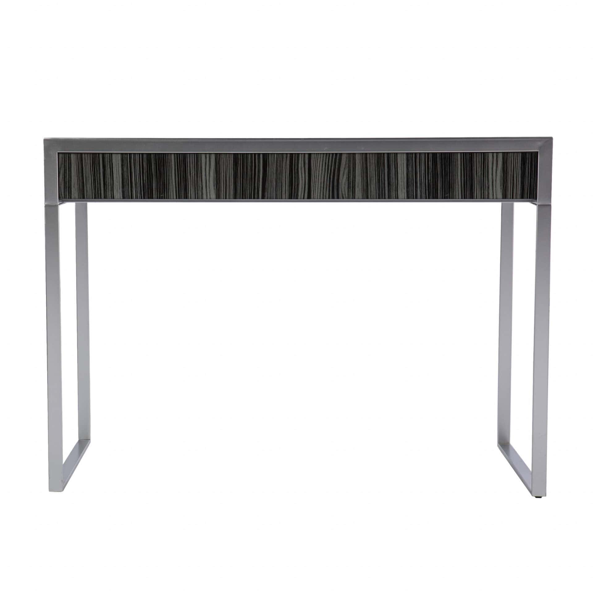 Silver Writing Desk with Two Drawers and Glass Top 5 Silver Writing Desk with Two Drawers and Glass Top - Image 5