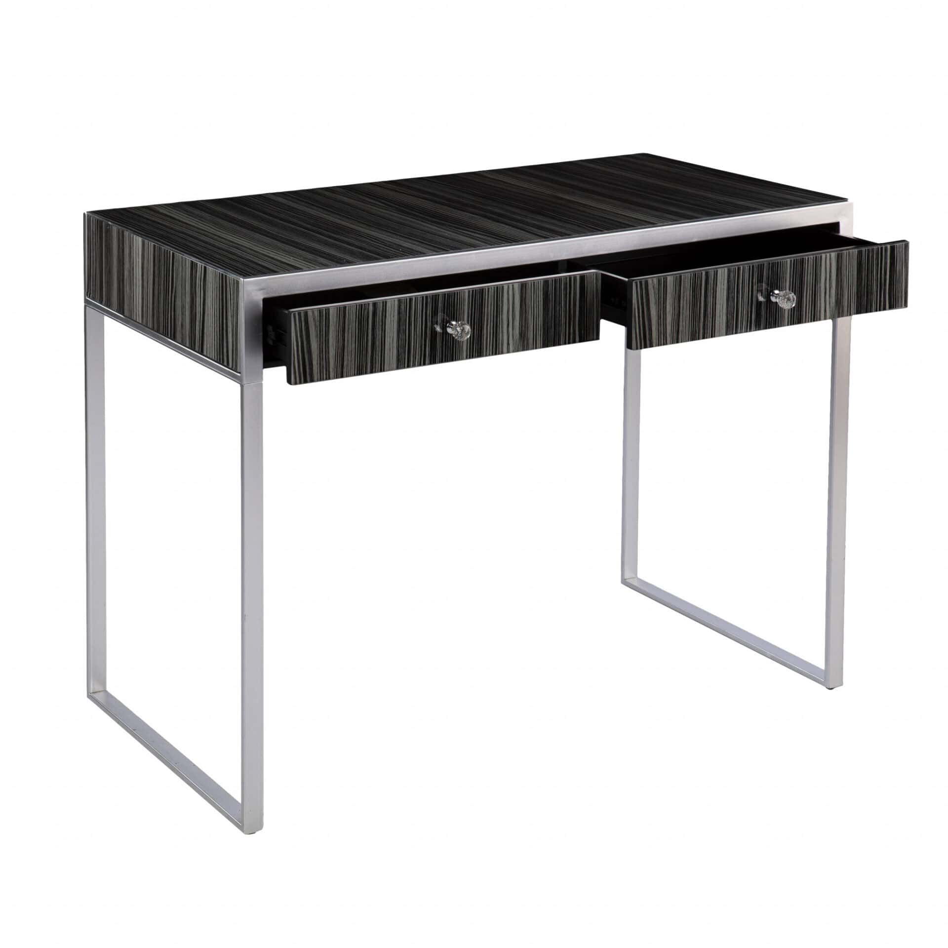 Silver Writing Desk with Two Drawers and Glass Top 7 Silver Writing Desk with Two Drawers and Glass Top - Image 7