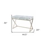 White and Bronze Glass Writing Desk With Two Drawers 45-Inch 18 White and Bronze Glass Writing Desk With Two Drawers 45-Inch