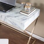 White and Bronze Glass Writing Desk With Two Drawers 45-Inch 16 White and Bronze Glass Writing Desk With Two Drawers 45-Inch