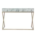 White and Bronze Glass Writing Desk With Two Drawers 45-Inch 13 White and Bronze Glass Writing Desk With Two Drawers 45-Inch