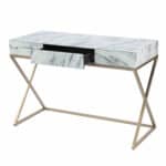 White and Bronze Glass Writing Desk With Two Drawers 45-Inch 15 White and Bronze Glass Writing Desk With Two Drawers 45-Inch