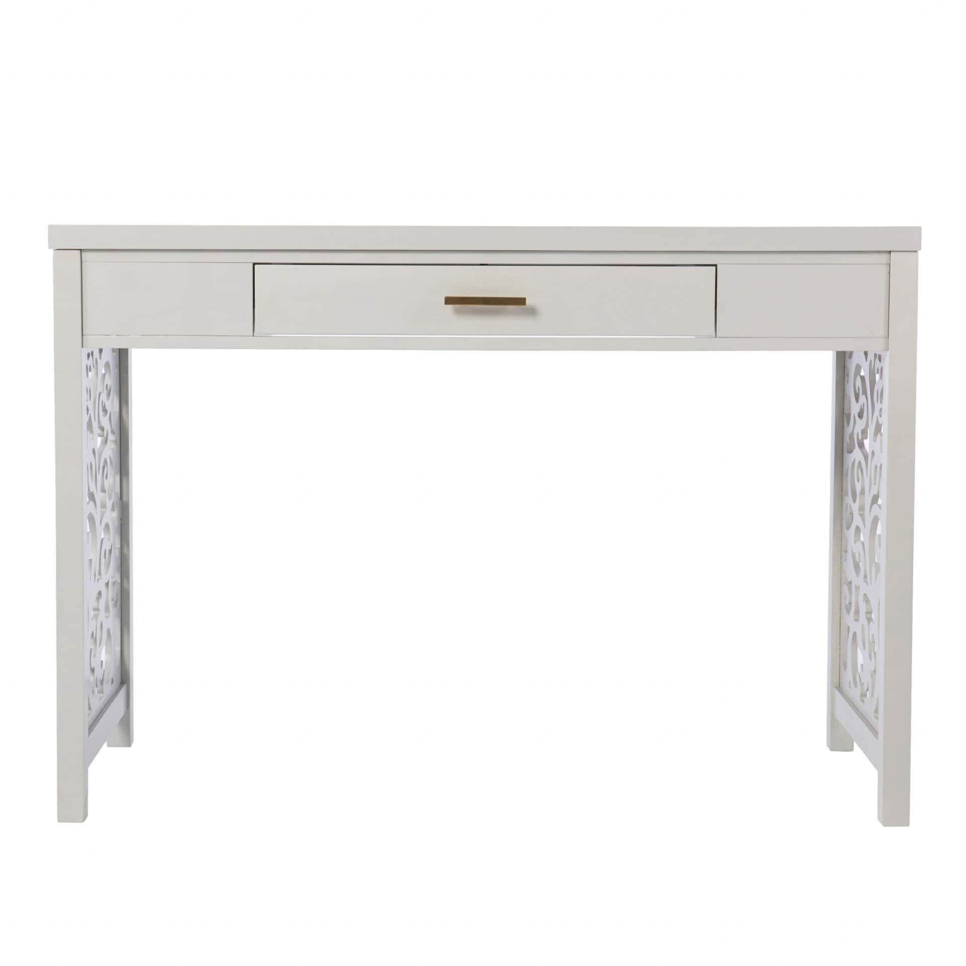 Gray Lattice Writing Desk with Storage and Space-Saving Design 2 Gray Lattice Writing Desk with Storage and Space-Saving Design - Image 2