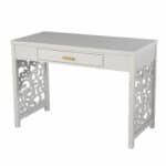 Gray Lattice Writing Desk with Storage and Space-Saving Design 12 Gray Lattice Writing Desk with Storage and Space-Saving Design