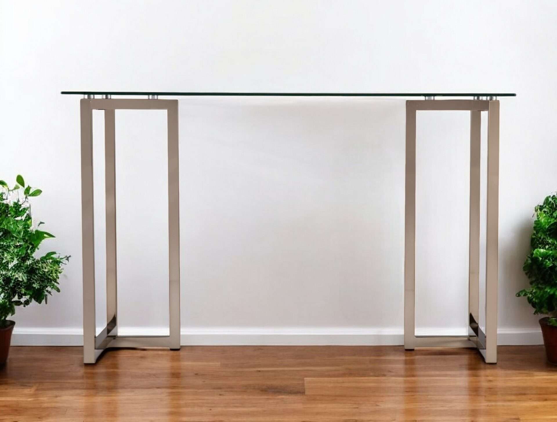 48 Inch Clear Glass and Champagne Metal Writing Desk 1 48 Inch Clear Glass and Champagne Metal Writing Desk