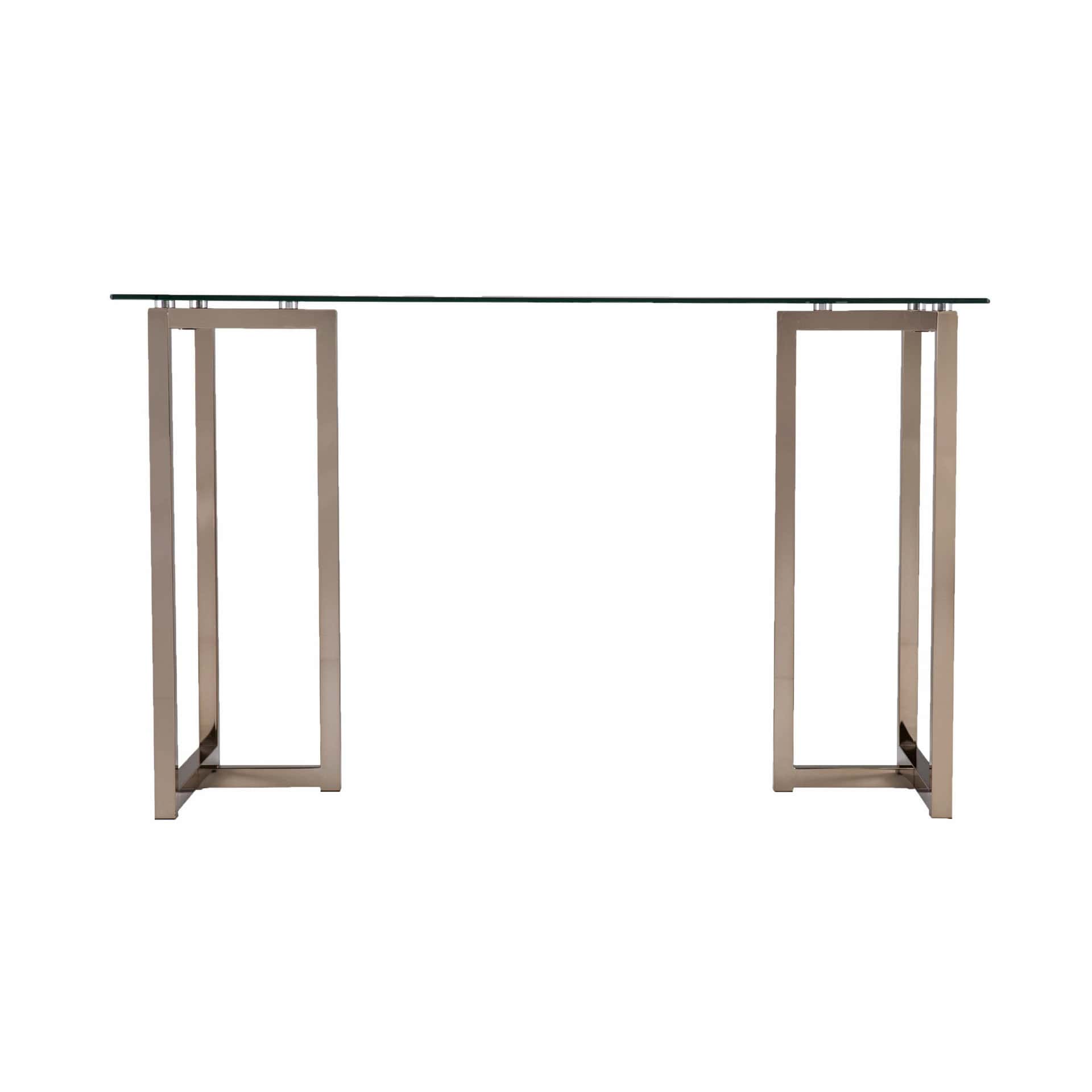 48 Inch Clear Glass and Champagne Metal Writing Desk 2 48 Inch Clear Glass and Champagne Metal Writing Desk - Image 2