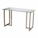 48 Inch Clear Glass and Champagne Metal Writing Desk 12 48 Inch Clear Glass and Champagne Metal Writing Desk