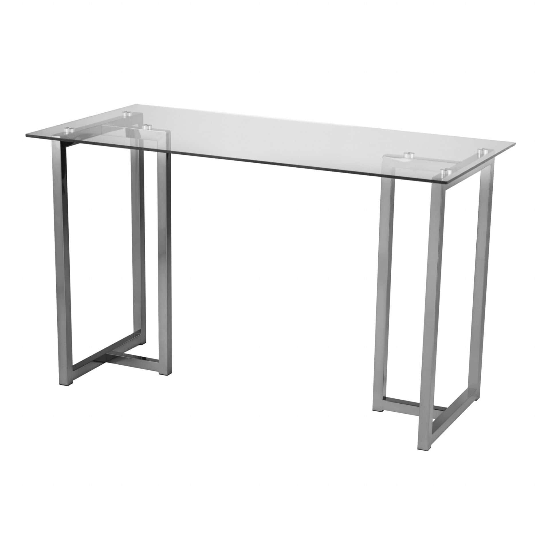 48 Inch Clear Glass and Champagne Metal Writing Desk 3 48 Inch Clear Glass and Champagne Metal Writing Desk - Image 3