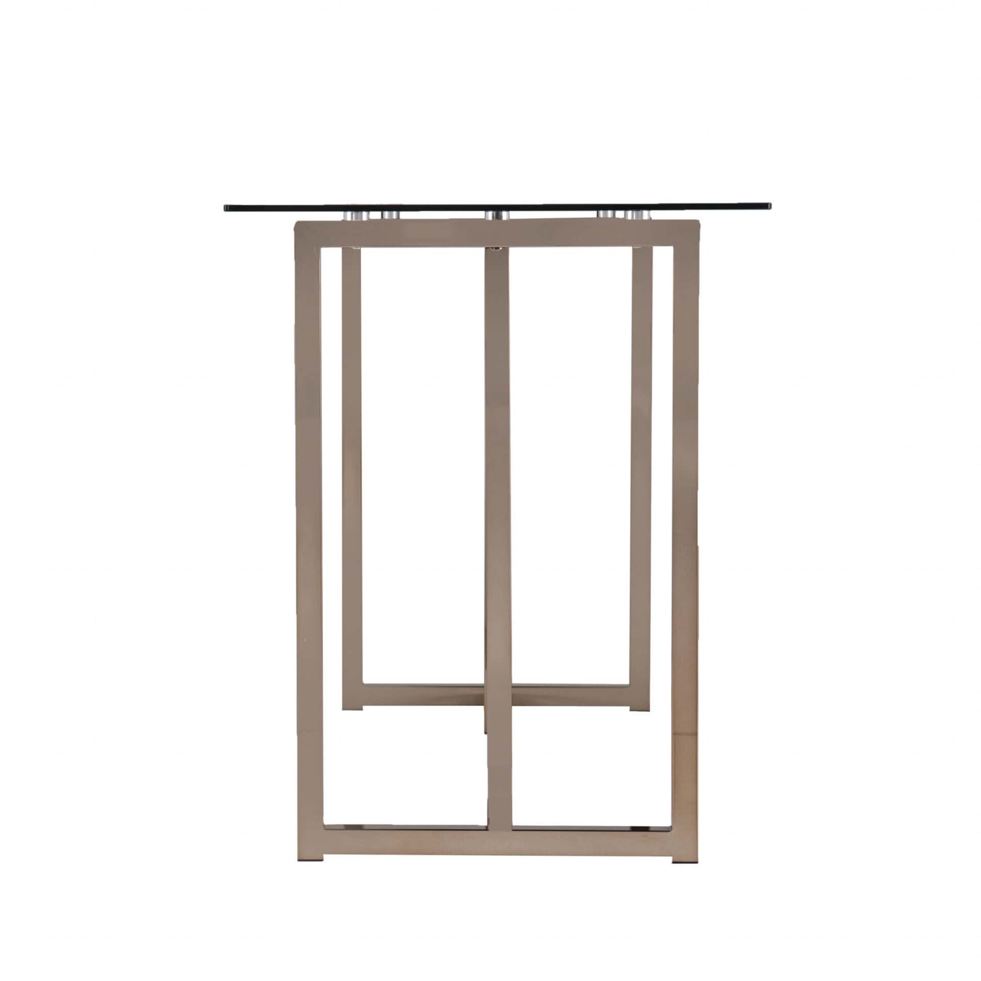 48 Inch Clear Glass and Champagne Metal Writing Desk 4 48 Inch Clear Glass and Champagne Metal Writing Desk - Image 4