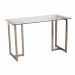 48 Inch Clear Glass and Champagne Metal Writing Desk 16 48 Inch Clear Glass and Champagne Metal Writing Desk