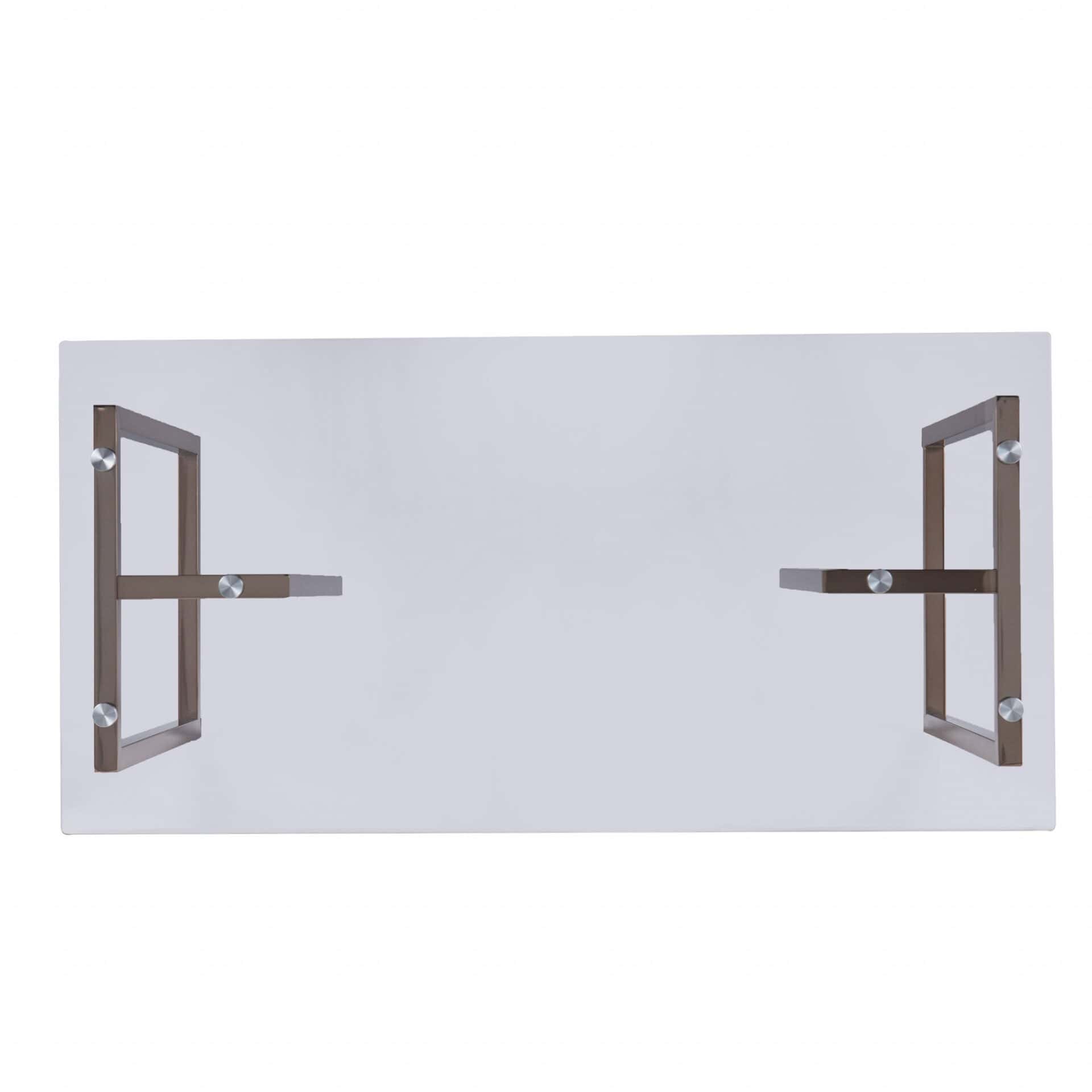48 Inch Clear Glass and Champagne Metal Writing Desk 8 48 Inch Clear Glass and Champagne Metal Writing Desk - Image 8