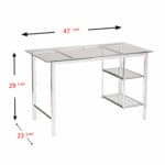 Chrome and Glass Writing Desk with Shelves for Home Office