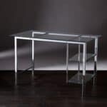 Chrome and Glass Writing Desk with Shelves for Home Office