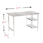 Chrome and Glass Writing Desk with Shelves for Home Office
