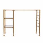 Gold Glass Writing Desk with Shelves and Accessory Rails 11 Gold Glass Writing Desk with Shelves and Accessory Rails