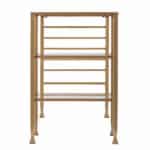 Gold Glass Writing Desk with Shelves and Accessory Rails 14 Gold Glass Writing Desk with Shelves and Accessory Rails