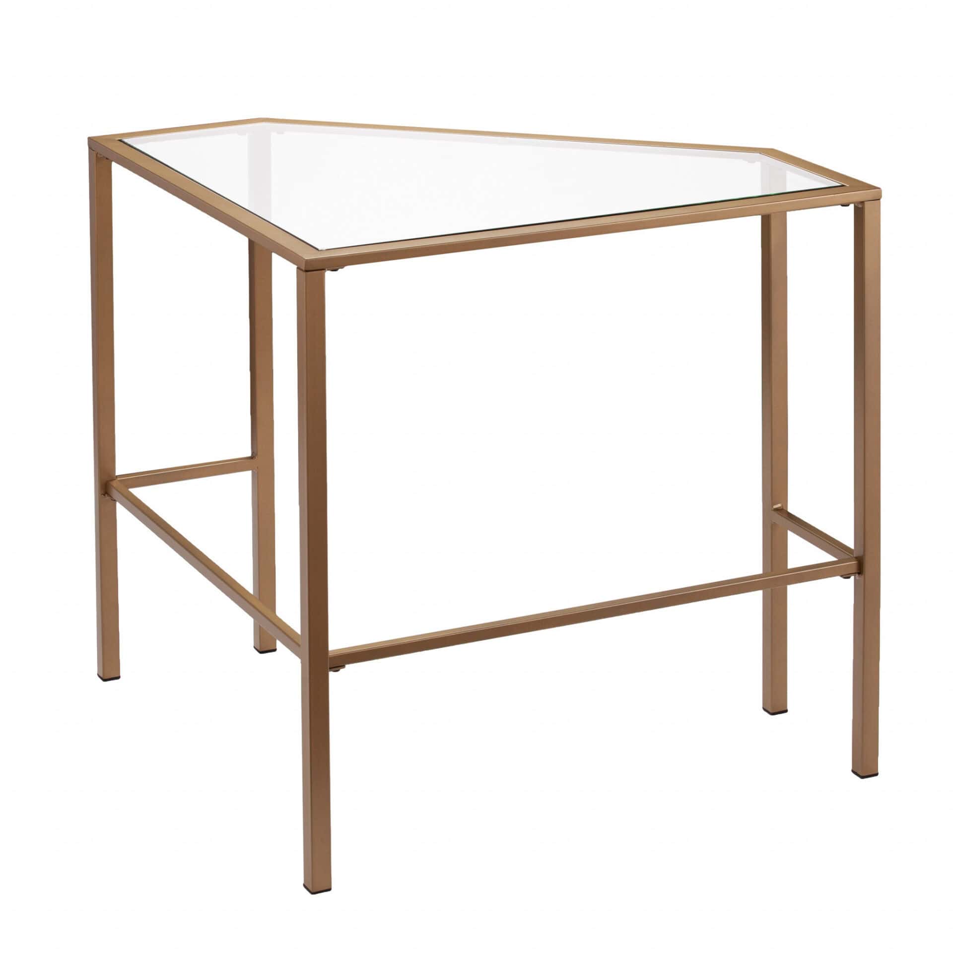 Gold Glass Corner Desk with Metal Base for Small Spaces 7 Gold Glass Corner Desk with Metal Base for Small Spaces - Image 7