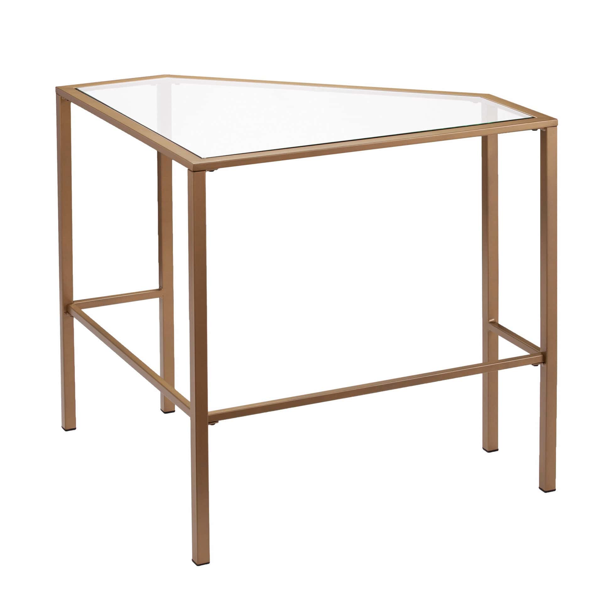 Gold Glass Corner Desk with Metal Base for Small Spaces 16 Gold Glass Corner Desk with Metal Base for Small Spaces