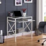 Clear and White Glass Writing Desk for Home Office Spaces 17 Clear and White Glass Writing Desk for Home Office Spaces