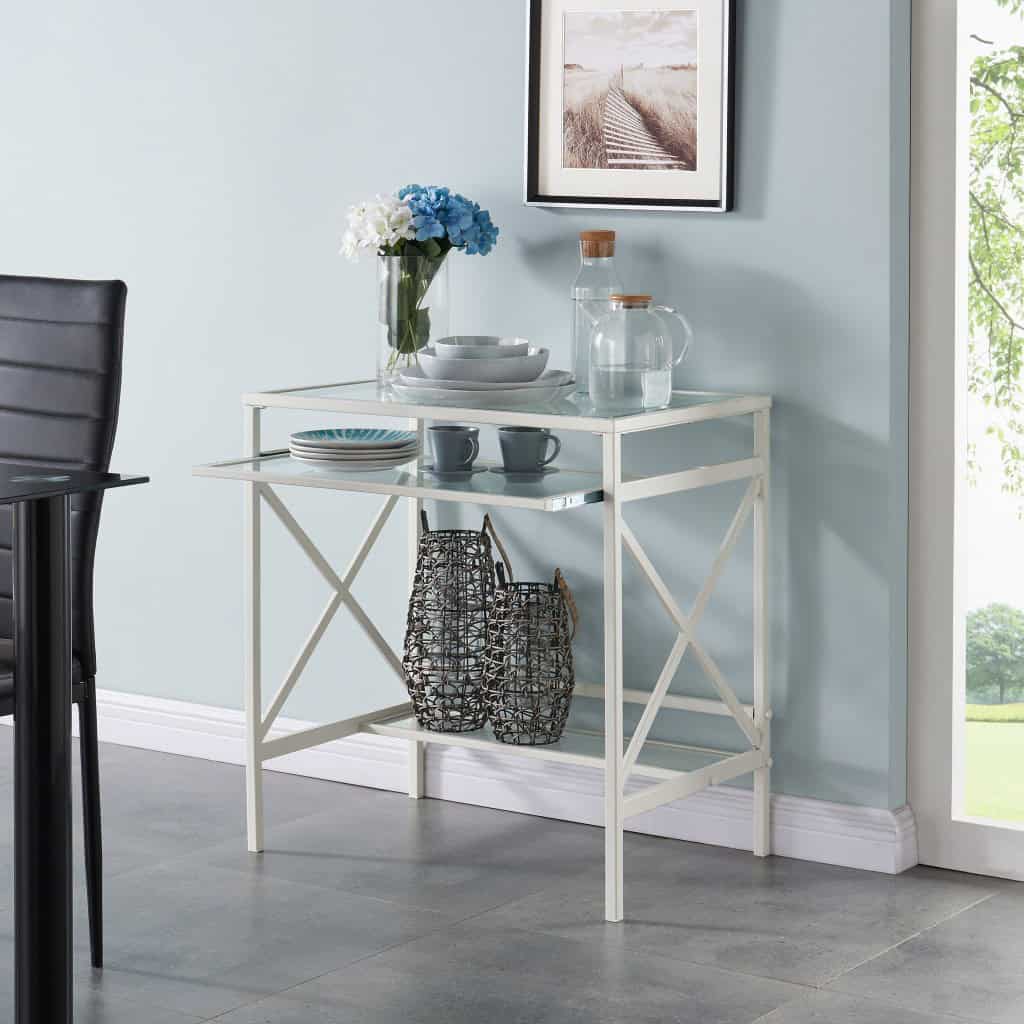 Clear and White Glass Writing Desk for Home Office Spaces 9 Clear and White Glass Writing Desk for Home Office Spaces - Image 9