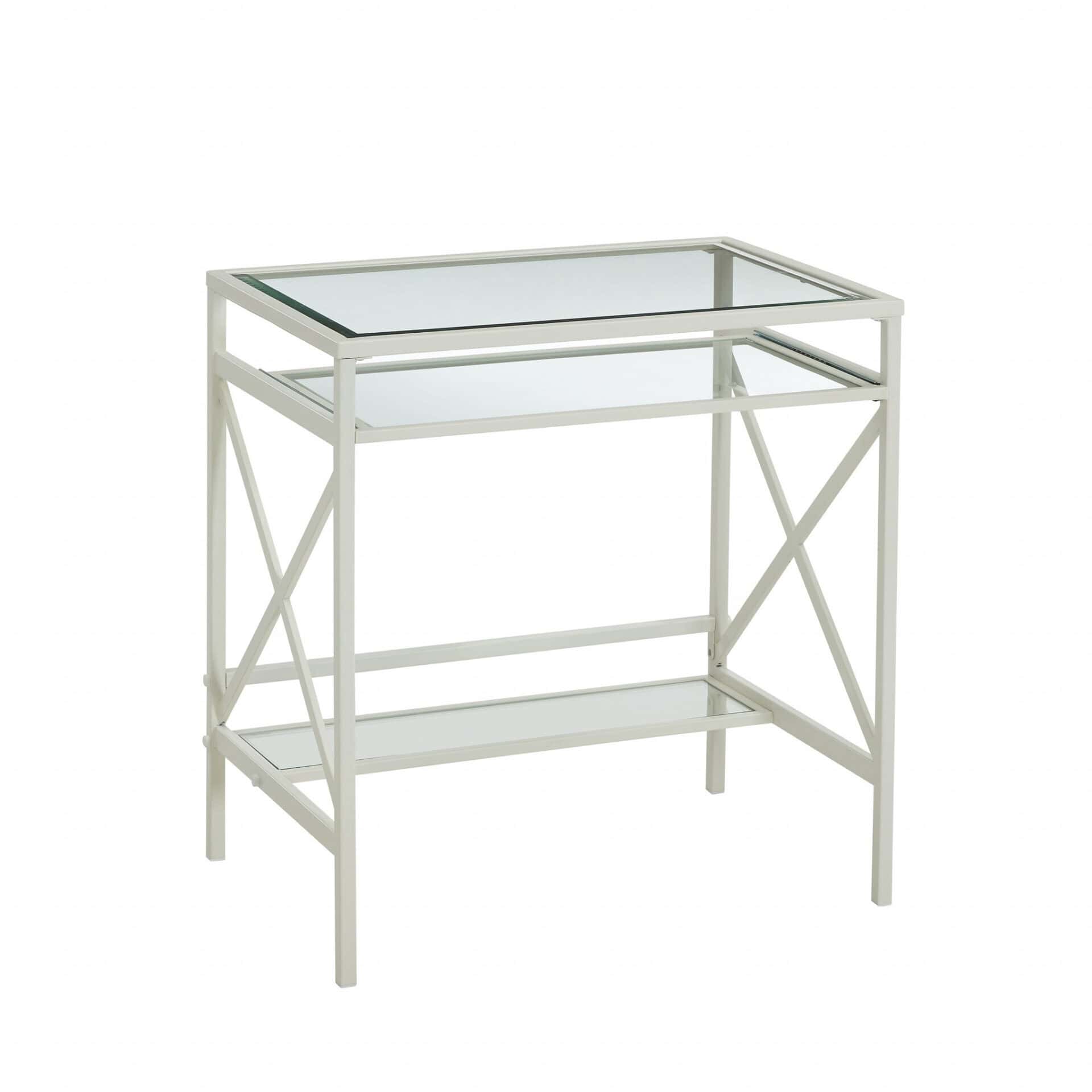 Clear and White Glass Writing Desk for Home Office Spaces 2 Clear and White Glass Writing Desk for Home Office Spaces - Image 2