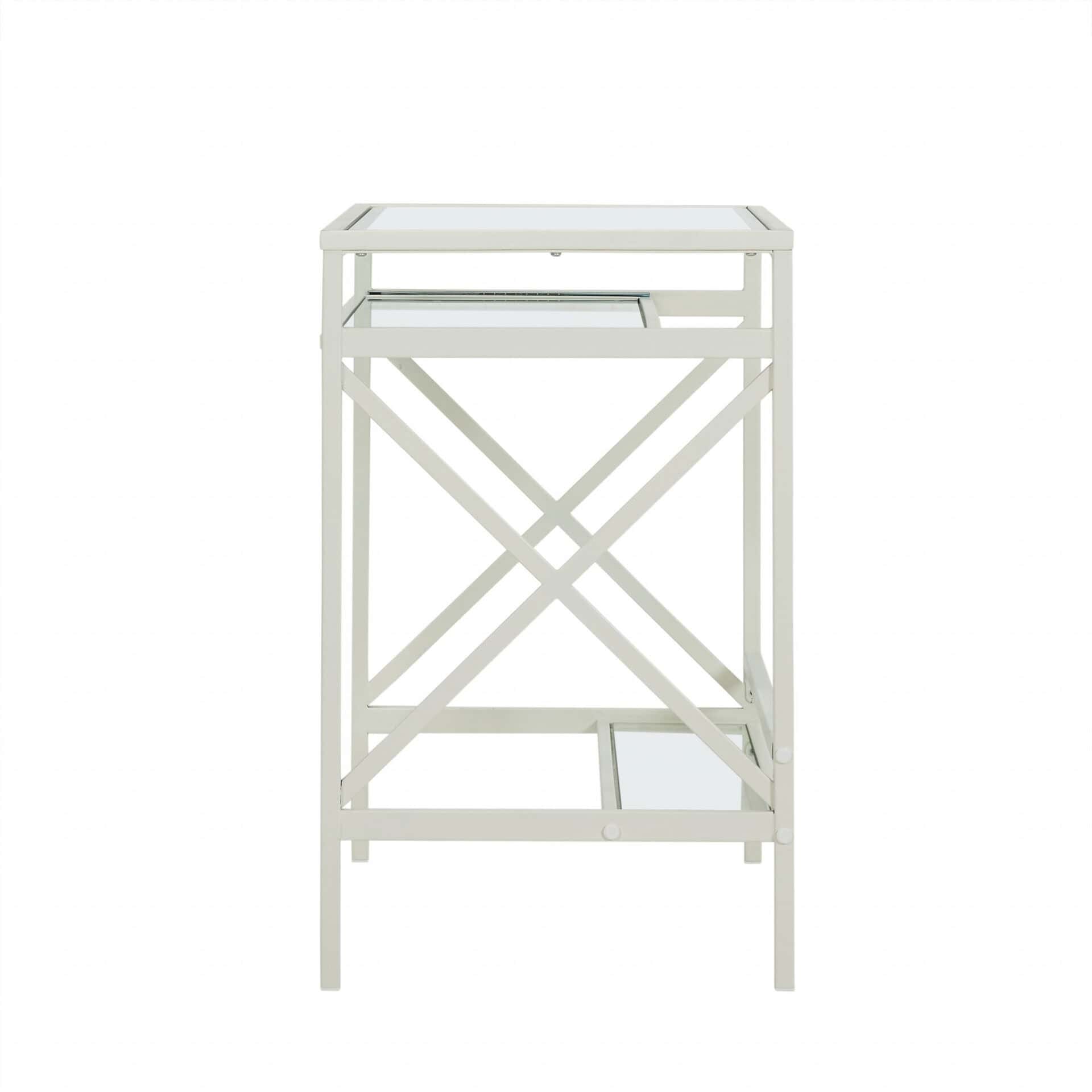 Clear and White Glass Writing Desk for Home Office Spaces 3 Clear and White Glass Writing Desk for Home Office Spaces - Image 3
