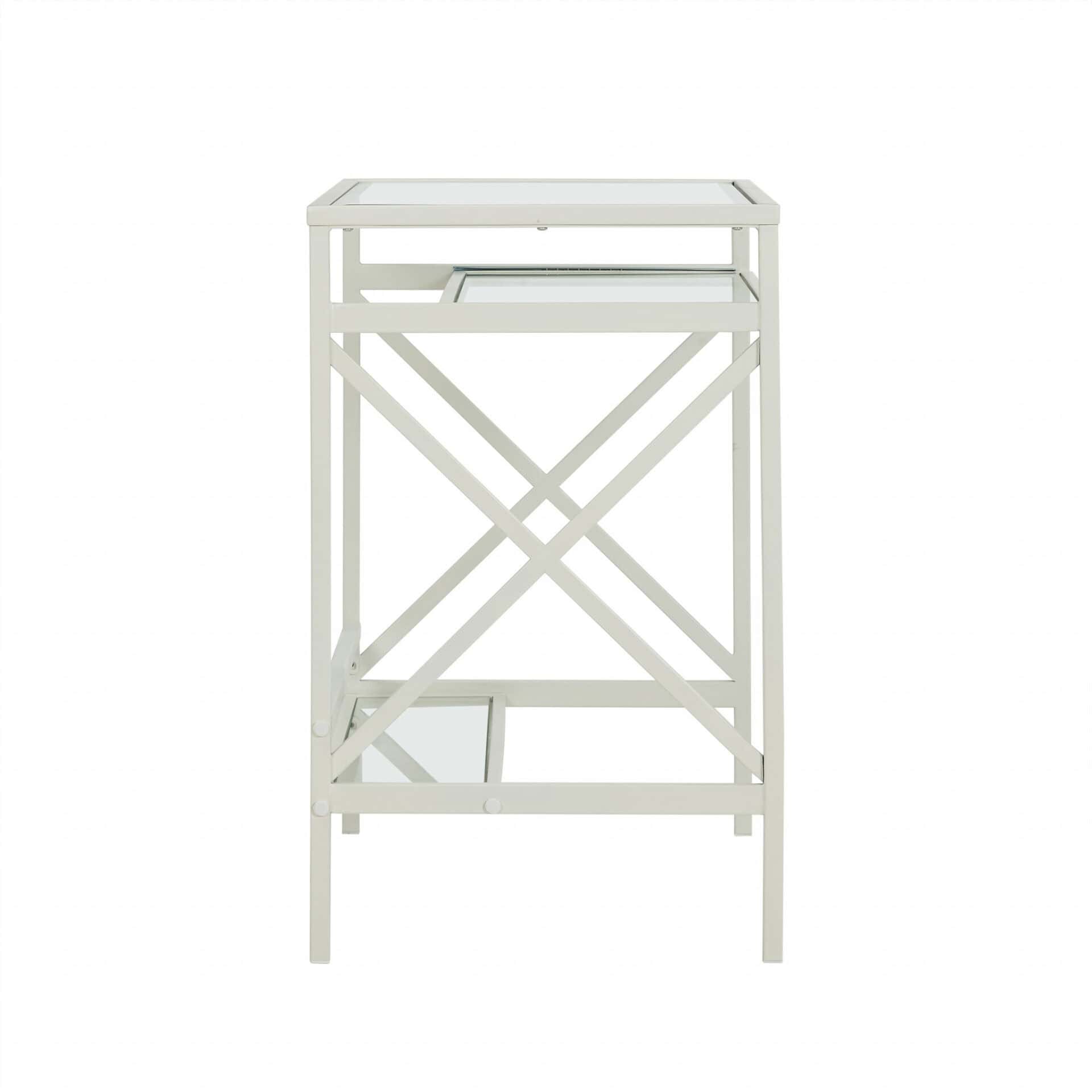 Clear and White Glass Writing Desk for Home Office Spaces 4 Clear and White Glass Writing Desk for Home Office Spaces - Image 4
