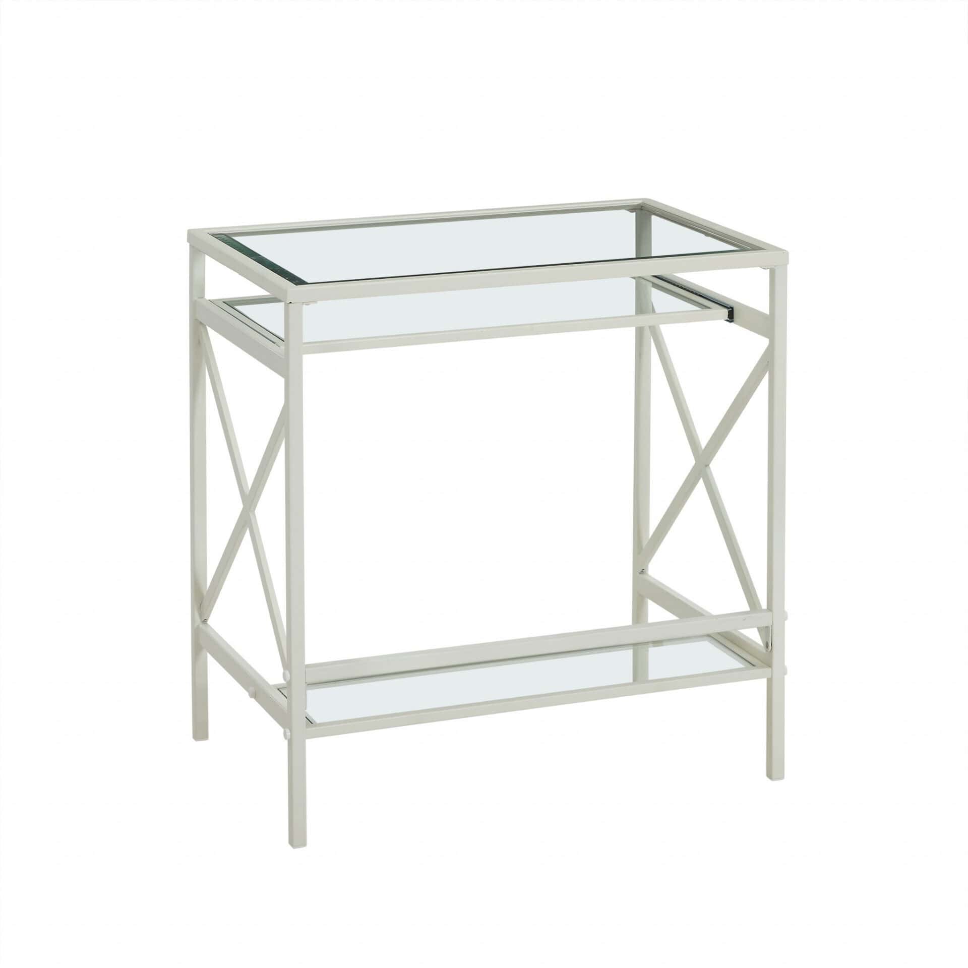 Clear and White Glass Writing Desk for Home Office Spaces 6 Clear and White Glass Writing Desk for Home Office Spaces - Image 6