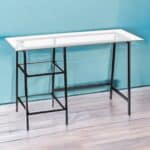 Clear and Black Glass Writing Desk with Shelves 46 Inches 7 Clear and Black Glass Writing Desk with Shelves 46 Inches