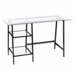 Clear and Black Glass Writing Desk with Shelves 46 Inches 8 Clear and Black Glass Writing Desk with Shelves 46 Inches