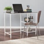 Clear Glass and White Metal Contemporary Writing Desk 17 Clear Glass and White Metal Contemporary Writing Desk