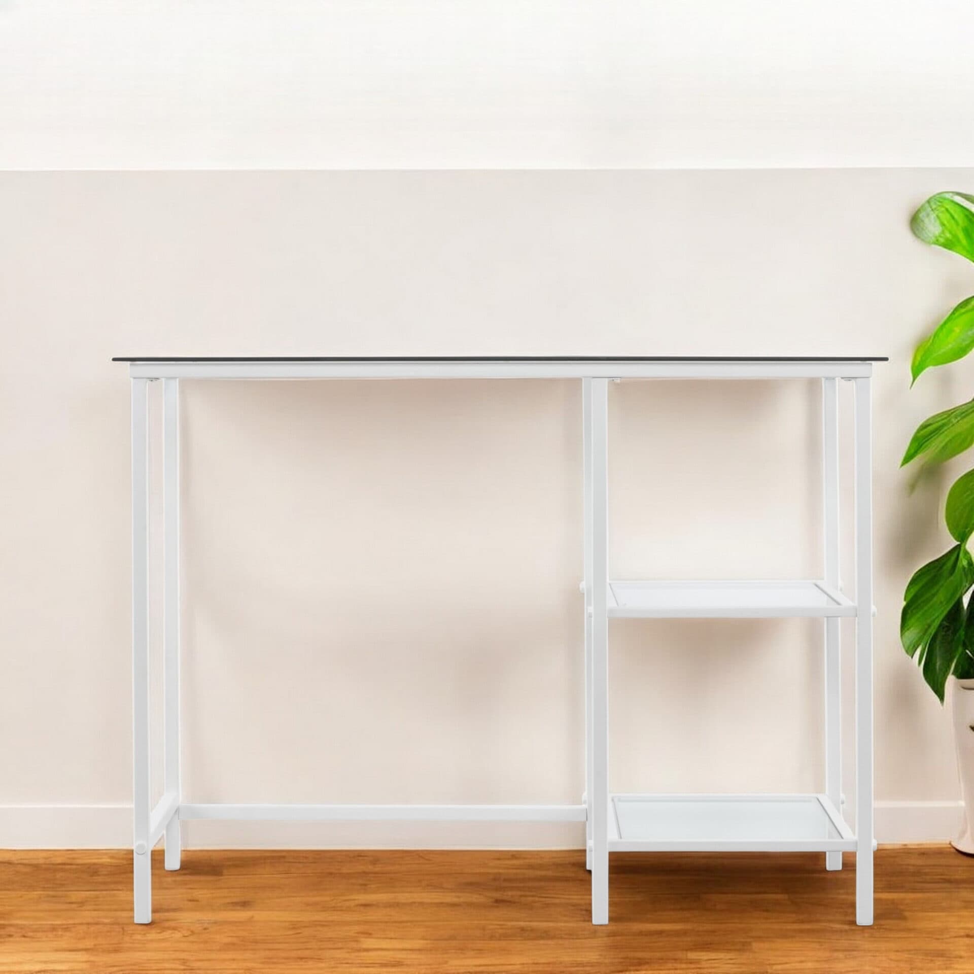 Clear Glass and White Metal Contemporary Writing Desk 1 Clear Glass and White Metal Contemporary Writing Desk