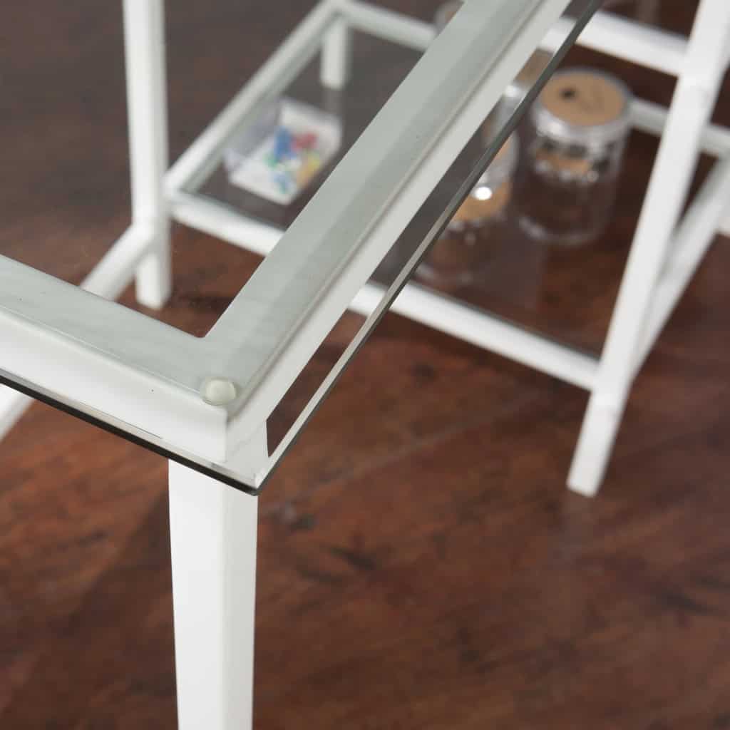 Clear Glass and White Metal Contemporary Writing Desk 9 Clear Glass and White Metal Contemporary Writing Desk - Image 9