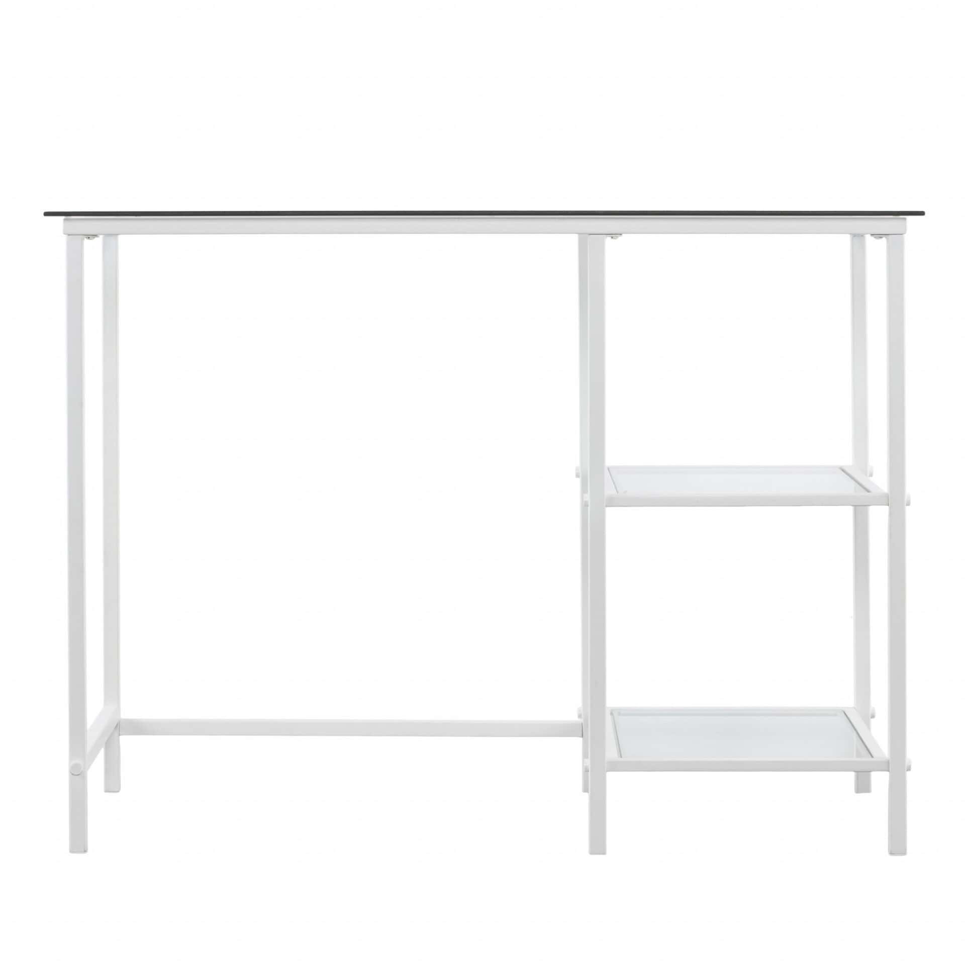 Clear Glass and White Metal Contemporary Writing Desk 2 Clear Glass and White Metal Contemporary Writing Desk - Image 2