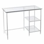 Clear Glass and White Metal Contemporary Writing Desk 12 Clear Glass and White Metal Contemporary Writing Desk