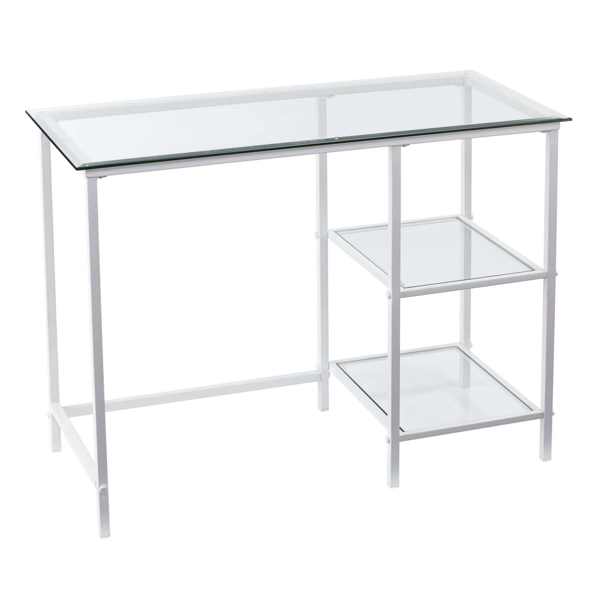 Clear Glass and White Metal Contemporary Writing Desk 3 Clear Glass and White Metal Contemporary Writing Desk - Image 3