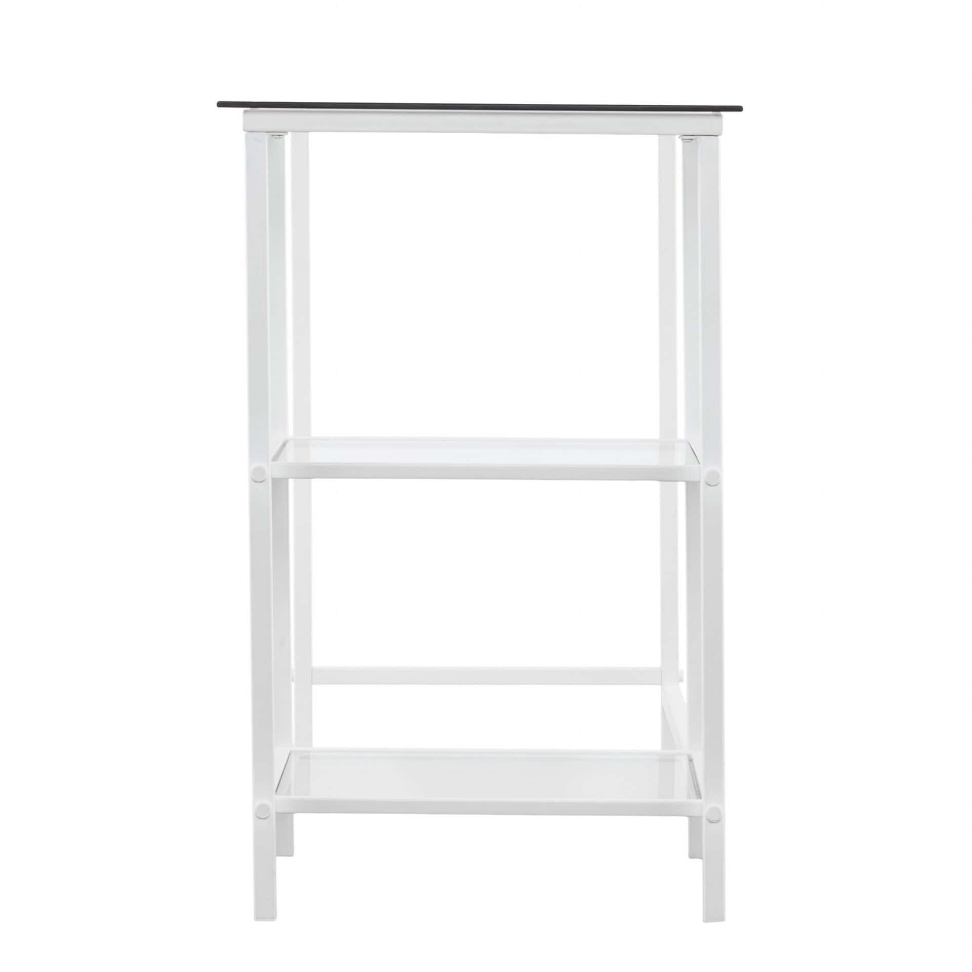 Clear Glass and White Metal Contemporary Writing Desk 4 Clear Glass and White Metal Contemporary Writing Desk - Image 4