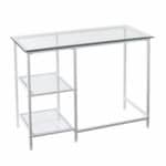 Clear Glass and White Metal Contemporary Writing Desk 16 Clear Glass and White Metal Contemporary Writing Desk