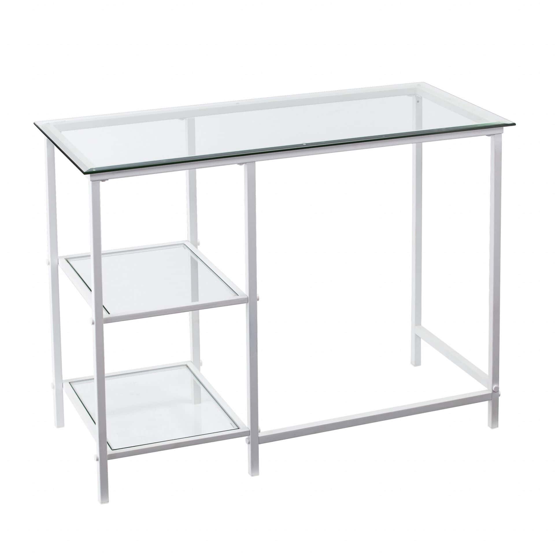 Clear Glass and White Metal Contemporary Writing Desk 7 Clear Glass and White Metal Contemporary Writing Desk - Image 7