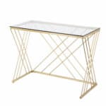 Clear and Gold Glass Writing Desk with Sled Base Design 11 Clear and Gold Glass Writing Desk with Sled Base Design