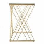 Clear and Gold Glass Writing Desk with Sled Base Design 12 Clear and Gold Glass Writing Desk with Sled Base Design