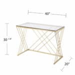 Clear and Gold Glass Writing Desk with Sled Base Design 16 Clear and Gold Glass Writing Desk with Sled Base Design