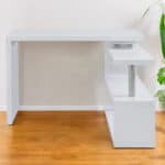 White Corner Writing Desk with Shelves and Pedestal Base 10 White Corner Writing Desk with Shelves and Pedestal Base