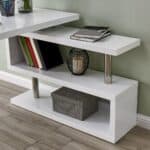 White Corner Writing Desk with Shelves and Pedestal Base 18 White Corner Writing Desk with Shelves and Pedestal Base